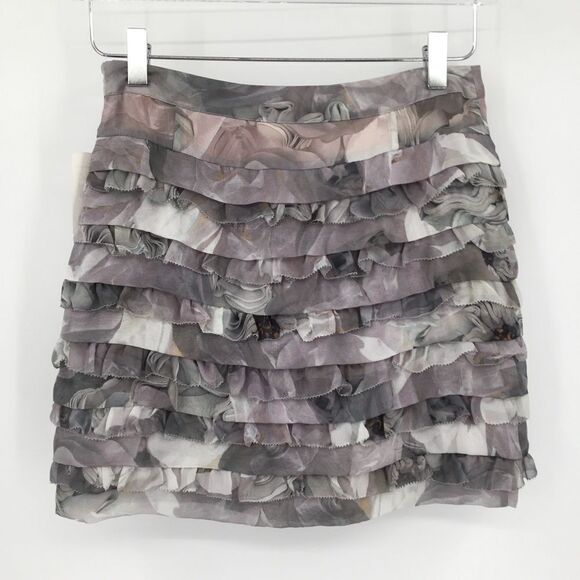 🩶 NWT - DVF Diane von Furstenberg Honare Meral Roses ruffle tier silk skirt 2 - Picture 5 of 6